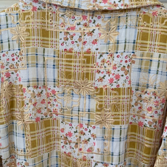 Yellow Floral Patchwork Embroidered Midi Dress - Picture 7 of 9